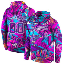 Загрузить изображение в средство просмотра галереи, Custom Stitched Graffiti Pattern Purple-White 3D Sports Pullover Sweatshirt Hoodie
