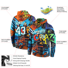Laden Sie das Bild in den Galerie-Viewer, Custom Stitched Graffiti Pattern White-Aqua 3D Sports Pullover Sweatshirt Hoodie