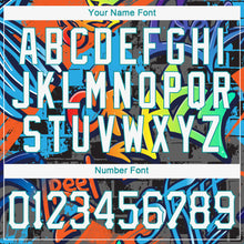 Laden Sie das Bild in den Galerie-Viewer, Custom Stitched Graffiti Pattern White-Aqua 3D Sports Pullover Sweatshirt Hoodie