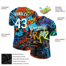 Charger l'image dans la galerie, Custom Graffiti Pattern White-Aqua 3D Performance T-Shirt