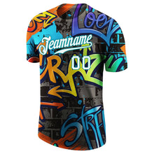 Charger l'image dans la galerie, Custom Graffiti Pattern White-Aqua 3D Performance T-Shirt