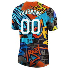 Charger l'image dans la galerie, Custom Graffiti Pattern White-Aqua 3D Performance T-Shirt