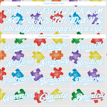 Laden Sie das Bild in den Galerie-Viewer, Custom Autism Awareness Puzzle Pieces White-Light Blue 3D Authentic Baseball Jersey