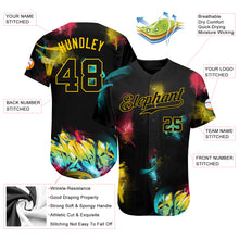 Charger l'image dans la galerie, Custom Graffiti Pattern Black-Gold 3D Authentic Baseball Jersey