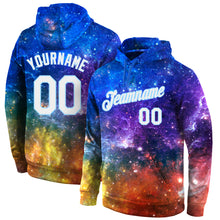 Загрузить изображение в средство просмотра галереи, Custom Stitched Galactic White-Light Blue 3D Sports Pullover Sweatshirt Hoodie