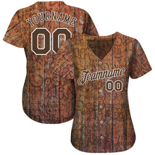 Laden Sie das Bild in den Galerie-Viewer, Custom Graffiti Pattern Brown-White 3D Wood Authentic Baseball Jersey