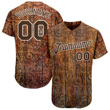 Laden Sie das Bild in den Galerie-Viewer, Custom Graffiti Pattern Brown-White 3D Wood Authentic Baseball Jersey