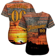 Загрузить изображение в средство просмотра галереи, Custom Graffiti Pattern Gold-Brown 3D Beach Authentic Baseball Jersey