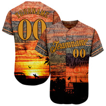 Загрузить изображение в средство просмотра галереи, Custom Graffiti Pattern Gold-Brown 3D Beach Authentic Baseball Jersey