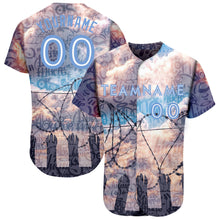 Laden Sie das Bild in den Galerie-Viewer, Custom Graffiti Pattern Light Blue-White 3D Freedom Authentic Baseball Jersey