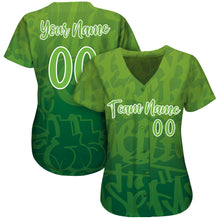 Laden Sie das Bild in den Galerie-Viewer, Custom Graffiti Pattern Green-White 3D Green Authentic Baseball Jersey