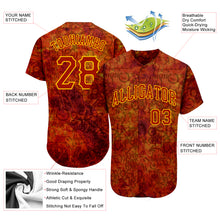 Загрузить изображение в средство просмотра галереи, Custom Graffiti Pattern Red-Gold 3D Fire Authentic Baseball Jersey