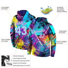 Загрузить изображение в средство просмотра галереи, Custom Stitched Graffiti Pattern Light Blue-Pink 3D Sports Pullover Sweatshirt Hoodie
