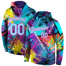 Загрузить изображение в средство просмотра галереи, Custom Stitched Graffiti Pattern Light Blue-Pink 3D Sports Pullover Sweatshirt Hoodie