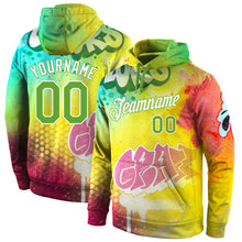 Загрузить изображение в средство просмотра галереи, Custom Stitched Graffiti Pattern Neon Green-White 3D Sports Pullover Sweatshirt Hoodie