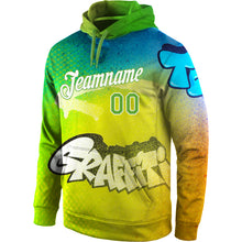 Загрузить изображение в средство просмотра галереи, Custom Stitched Graffiti Pattern Neon Green-White 3D Sports Pullover Sweatshirt Hoodie