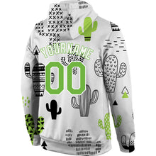 Laden Sie das Bild in den Galerie-Viewer, Custom Stitched Graffiti Pattern Neon Green-White 3D Cactus Sports Pullover Sweatshirt Hoodie