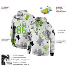 Laden Sie das Bild in den Galerie-Viewer, Custom Stitched Graffiti Pattern Neon Green-White 3D Cactus Sports Pullover Sweatshirt Hoodie