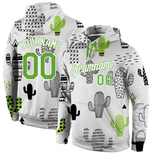 Laden Sie das Bild in den Galerie-Viewer, Custom Stitched Graffiti Pattern Neon Green-White 3D Cactus Sports Pullover Sweatshirt Hoodie