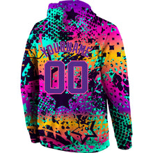 Laden Sie das Bild in den Galerie-Viewer, Custom Stitched Graffiti Pattern Purple-Pink 3D Sports Pullover Sweatshirt Hoodie