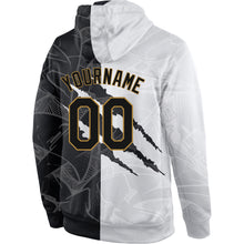Load image into Gallery viewer, Custom Stitched Graffiti Pattern Black-Old Gold 3D Sports Pullover Sweatshirt Hoodie