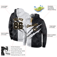Загрузить изображение в средство просмотра галереи, Custom Stitched Graffiti Pattern Black-Old Gold 3D Sports Pullover Sweatshirt Hoodie