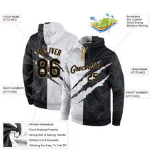 Load image into Gallery viewer, Custom Stitched Graffiti Pattern Black-Old Gold 3D Sports Pullover Sweatshirt Hoodie