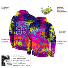 Load image into Gallery viewer, Custom Stitched Graffiti Pattern Purple-Light Blue 3D Sports Pullover Sweatshirt Hoodie