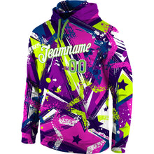 Load image into Gallery viewer, Custom Stitched Graffiti Pattern Neon Green-White 3D Sports Pullover Sweatshirt Hoodie