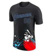 Charger l'image dans la galerie, Custom Graffiti Pattern Black-Light Blue 3D Performance T-Shirt