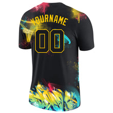 Charger l'image dans la galerie, Custom Graffiti Pattern Black-Gold 3D Performance T-Shirt