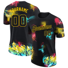 Charger l'image dans la galerie, Custom Graffiti Pattern Black-Gold 3D Performance T-Shirt