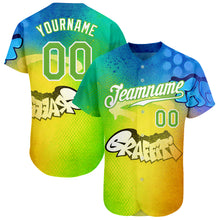 Load image into Gallery viewer, Custom Graffiti Pattern Neon Green-White 3D Authentic Baseball Jersey