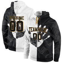 Load image into Gallery viewer, Custom Stitched Graffiti Pattern Black-Old Gold 3D Sports Pullover Sweatshirt Hoodie