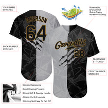 Charger l'image dans la galerie, Custom Graffiti Pattern Black-Old Gold 3D Authentic Baseball Jersey