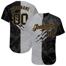 Charger l'image dans la galerie, Custom Graffiti Pattern Black-Old Gold 3D Authentic Baseball Jersey