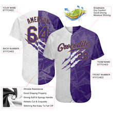Charger l'image dans la galerie, Custom Graffiti Pattern Purple-Old Gold 3D Authentic Baseball Jersey