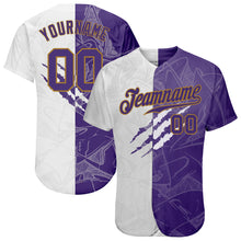 Charger l'image dans la galerie, Custom Graffiti Pattern Purple-Old Gold 3D Authentic Baseball Jersey