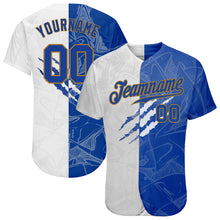 Charger l'image dans la galerie, Custom Graffiti Pattern Royal-Old Gold 3D Authentic Baseball Jersey