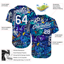 Charger l'image dans la galerie, Custom Graffiti Pattern White-Royal 3D Authentic Baseball Jersey
