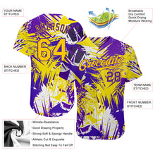 Charger l'image dans la galerie, Custom Graffiti Pattern Gold-Purple 3D Authentic Baseball Jersey