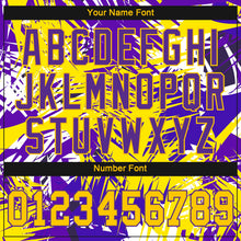 Charger l'image dans la galerie, Custom Graffiti Pattern Gold-Purple 3D Authentic Baseball Jersey