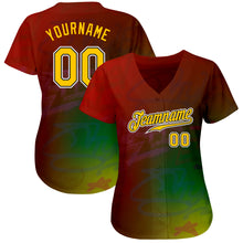 Charger l'image dans la galerie, Custom Graffiti Pattern Gold-Black 3D Authentic Baseball Jersey