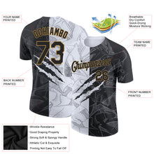 Charger l'image dans la galerie, Custom Graffiti Pattern Black-Old Gold Scratch 3D Performance T-Shirt