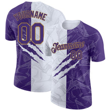 Charger l'image dans la galerie, Custom Graffiti Pattern Purple-Old Gold 3D Performance T-Shirt