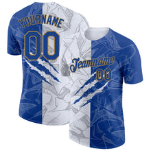 Charger l'image dans la galerie, Custom Graffiti Pattern Royal-Old Gold Scratch 3D Performance T-Shirt