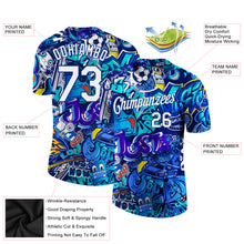 Charger l'image dans la galerie, Custom Graffiti Pattern White-Royal 3D Performance T-Shirt