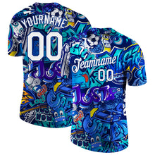 Charger l'image dans la galerie, Custom Graffiti Pattern White-Royal 3D Performance T-Shirt