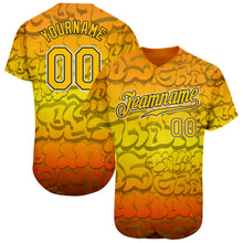 Charger l'image dans la galerie, Custom Graffiti Pattern Gold-Black 3D Authentic Baseball Jersey