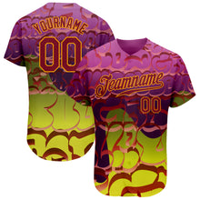 Charger l'image dans la galerie, Custom Graffiti Pattern Crimson-Gold 3D Authentic Baseball Jersey